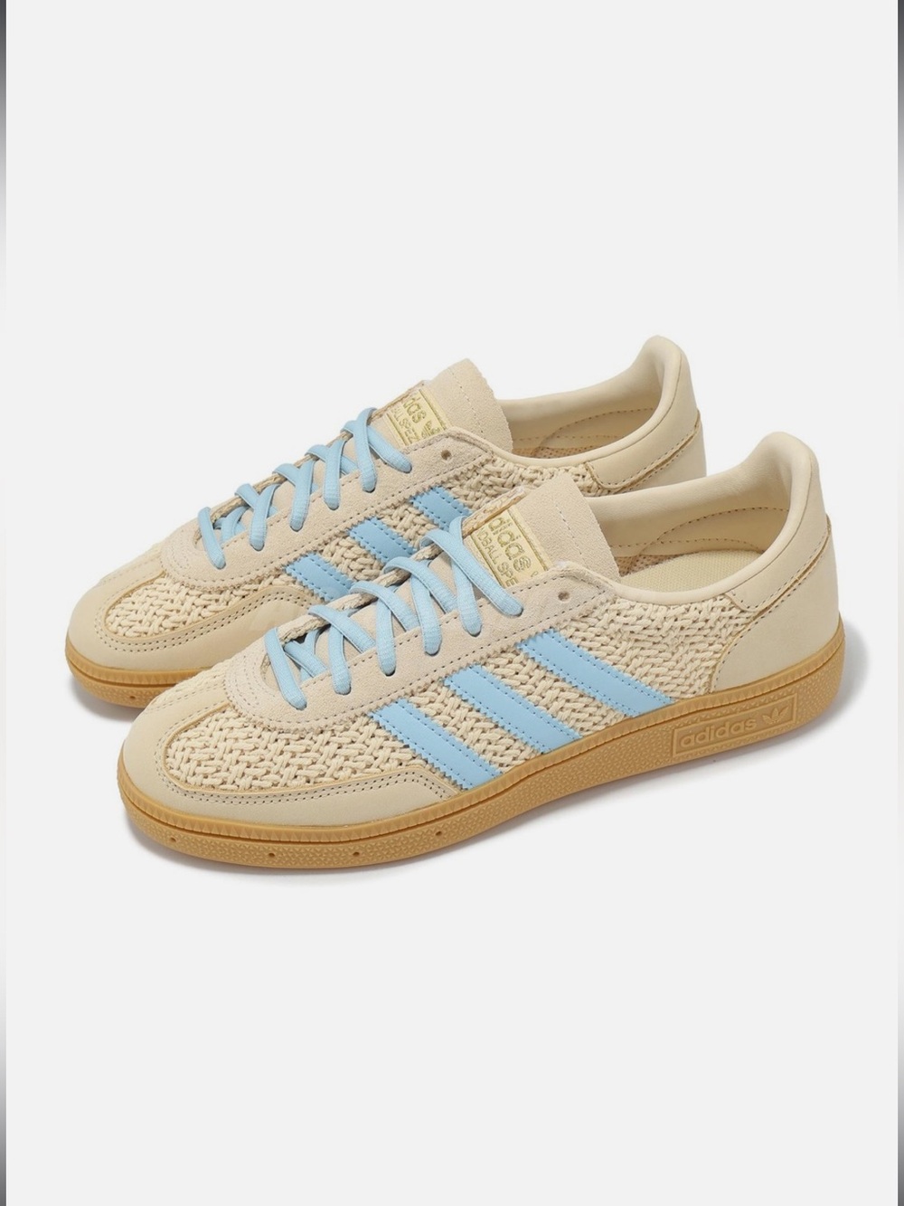 adidas Originals Cream and Light Blue Woven Sneakers
